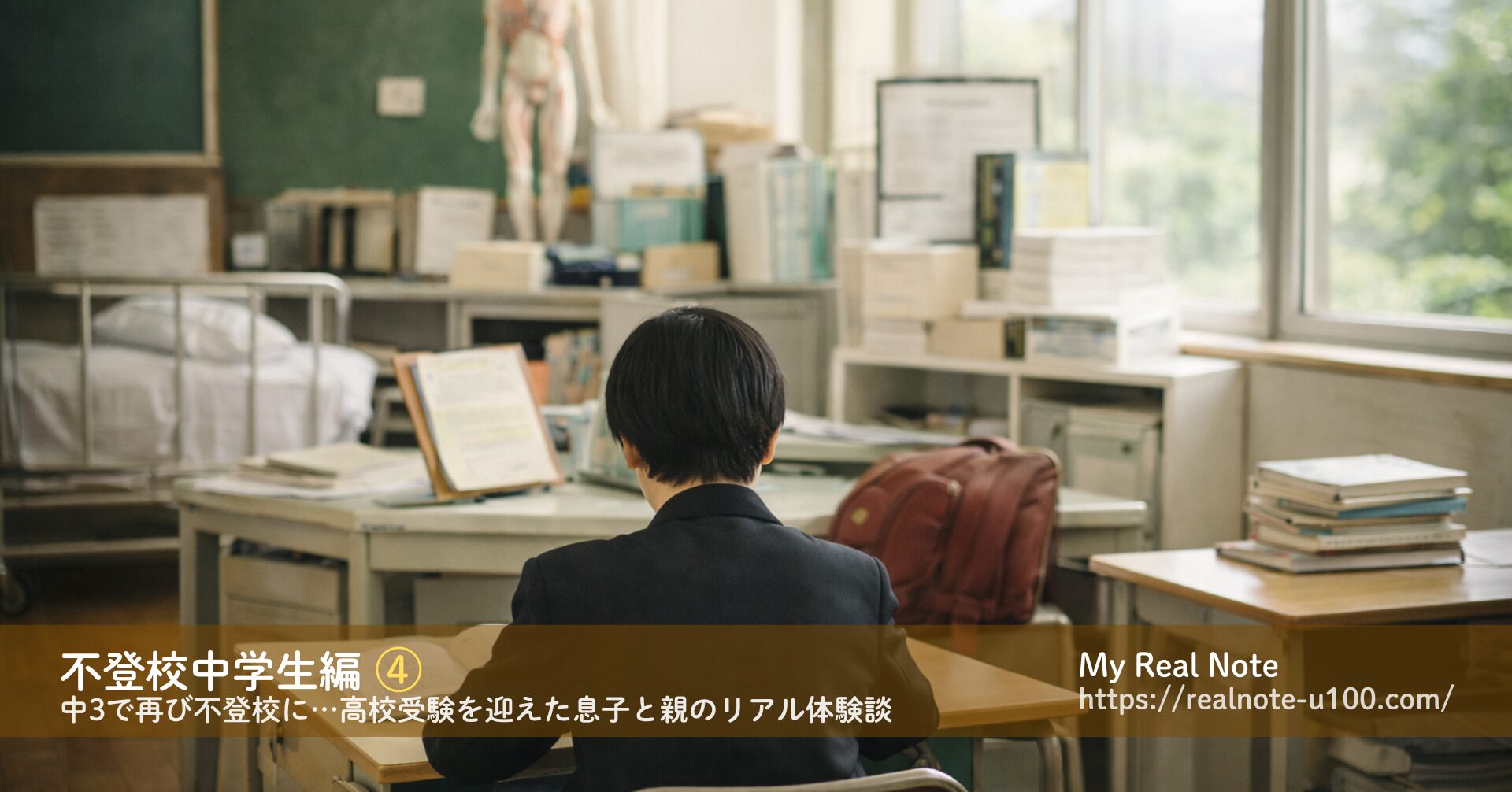 別室登校する中学生の後ろ姿