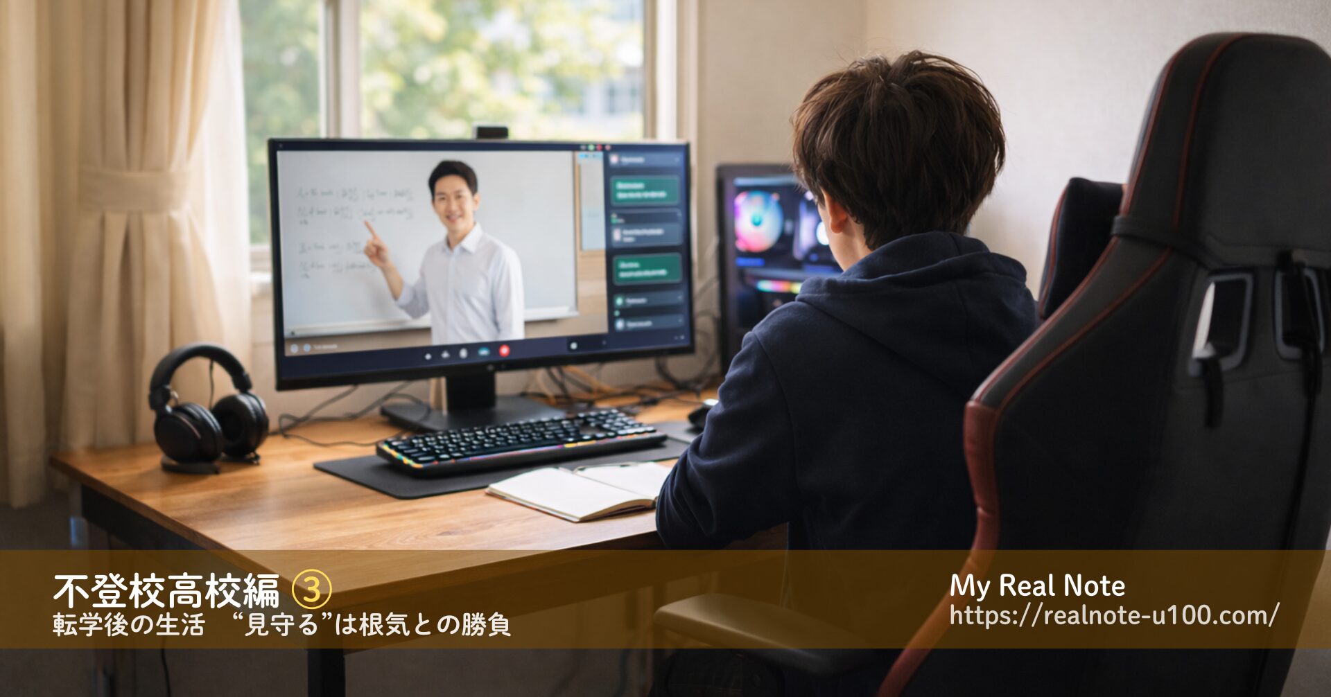通信制高校でオンライン授業を受ける様子